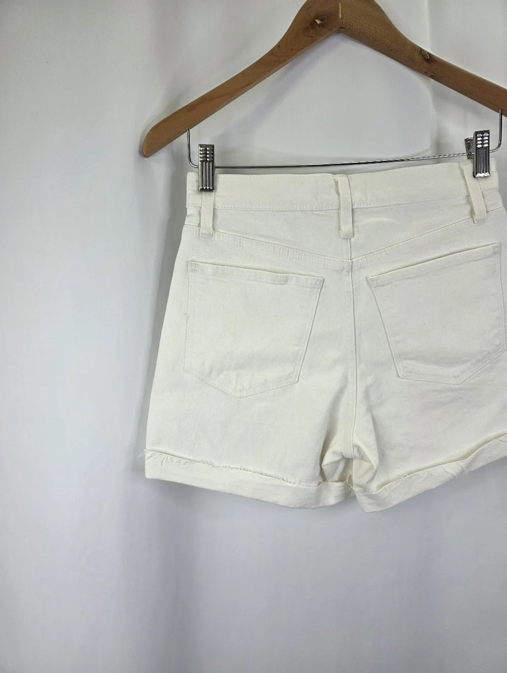 NEW‎ Madewell Women's Size 25 High Rise Denim Shorts White Fitted Cuffed Cotton